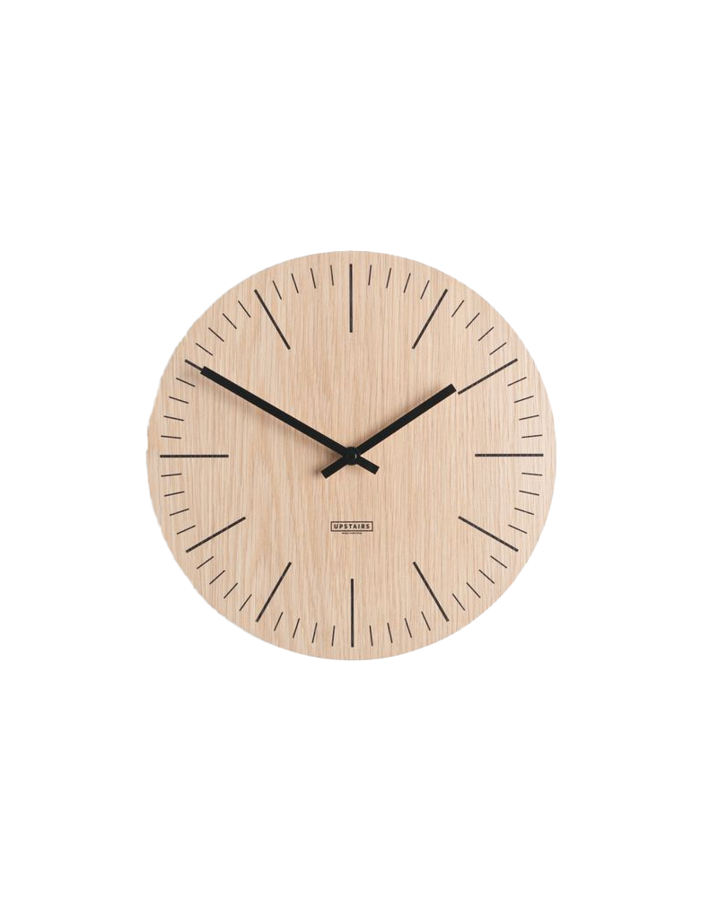Wooden clock with metal hands